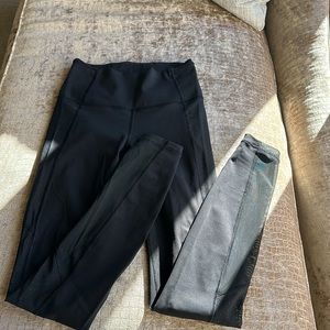 LULULEMON BLACK LEGGINGS WITH LACE PANELS ON EACH SIDE SIZE 4